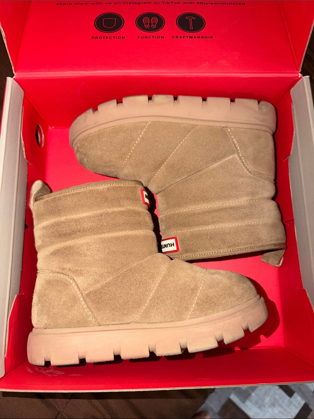 Hunter Kids Suede Ankle Boots - Tan